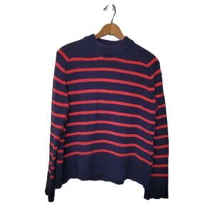 Tuckernuck Womens Blue Red Stripe Crew Neck Long Sleeve Sweater Size XS Preppy
